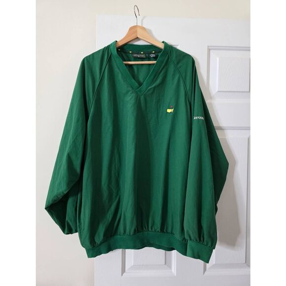 Vintage Masters Collection Pullover Mens XL Green Windbreaker V Neck Golf - Picture 1 of 8